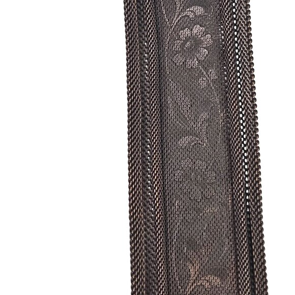 Metal Show Womens Belt Statement Brown Wide Mesh Floral Pattern Silver Buckle - Picture 6 of 8